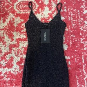 Pretty Little Thing metallic black bodycon dress